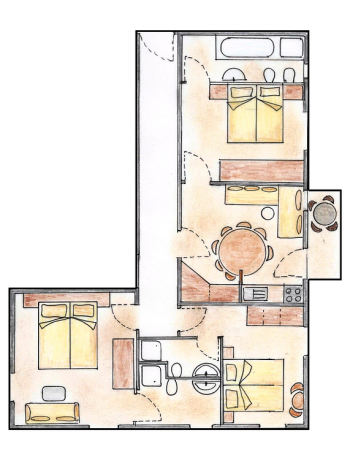 Appartamento con 3 camere nell'edificio principale